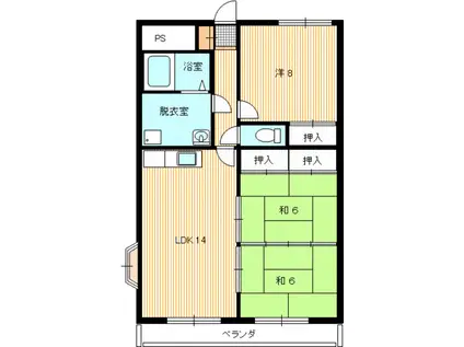 サンライズ菊川(3LDK/4階)の間取り写真