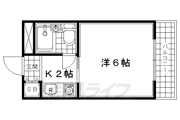 メゾンキク(1K/2階)の間取り写真
