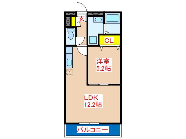 エステル(1LDK/3階)の間取り写真