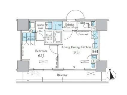 パークアクシス東陽町・親水公園(1LDK/12階)の間取り写真