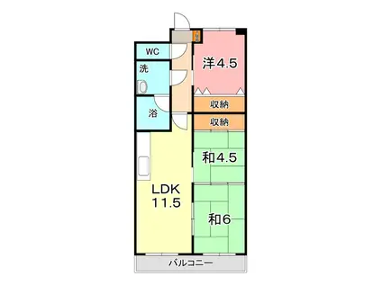 グランコート21(3LDK/4階)の間取り写真