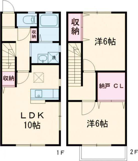 サンガーデン滝の原D棟(2LDK/1階)の間取り写真
