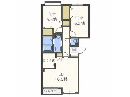 リヴィエールY・S(2LDK/2階)の間取り写真