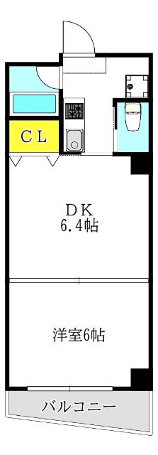 アルファ西天満(1DK/4階)の間取り写真