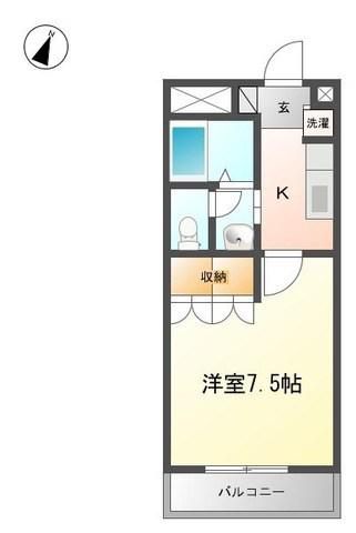 L・SANSEN(1K/2階)の間取り写真