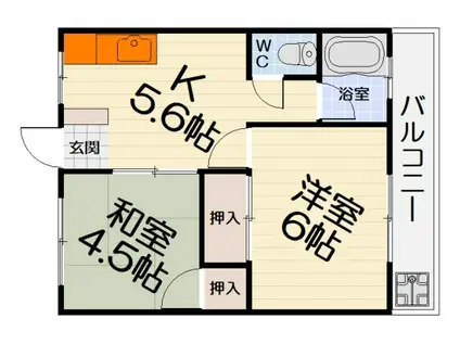 オリーブハイツ(2DK/3階)の間取り写真