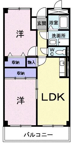 ニューキャッスルIK(2LDK/1階)の間取り写真