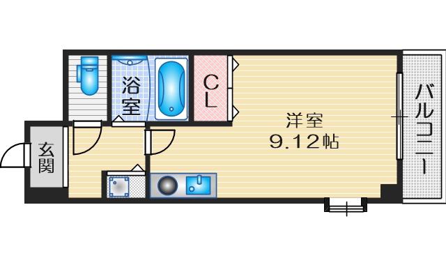 ジーメゾン立花レヴリア(1LDK/3階)の間取り写真
