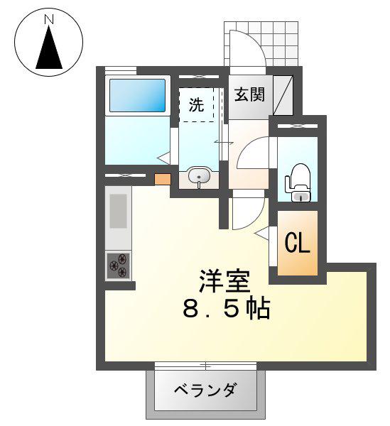 エディフィス(ワンルーム/1階)の間取り写真