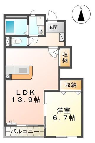 パルティールII(1LDK/1階)の間取り写真