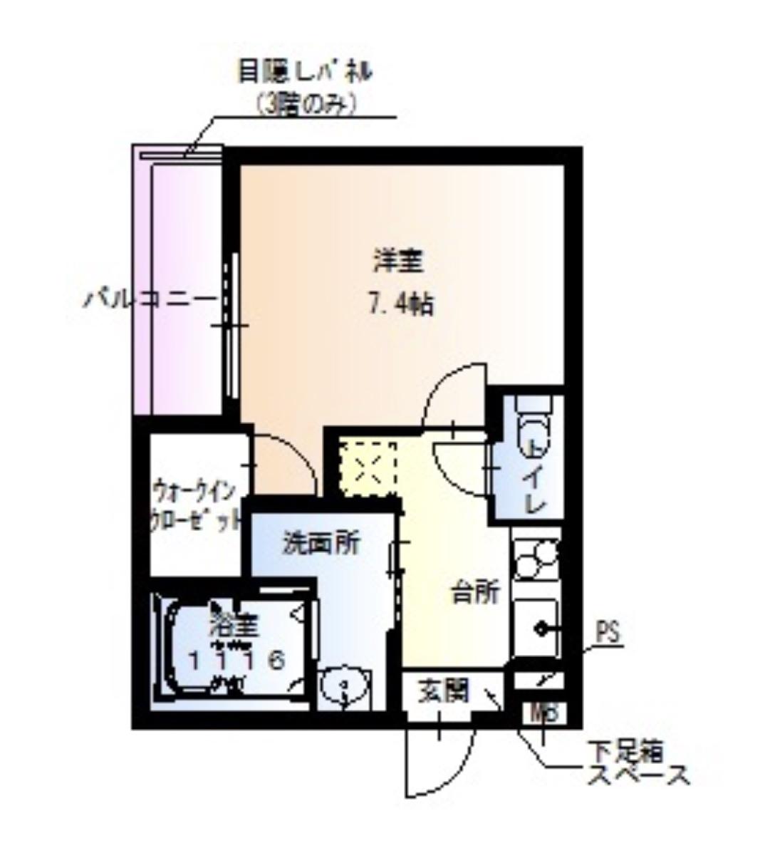 フジパレス西脇III番館(1K/1階)の間取り写真