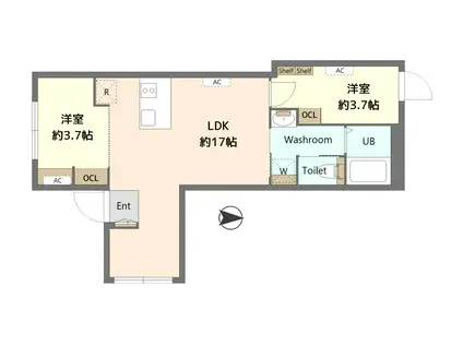 アドアストラ中野(2LDK/3階)の間取り写真