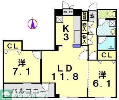 セレーノM(2LDK/7階)の間取り写真