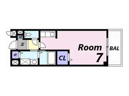 アラモードF(ワンルーム/2階)の間取り写真