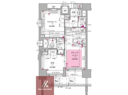 エステムプラザ梅田・中崎町IIIツインマークス SR(2DK/13階)の間取り写真