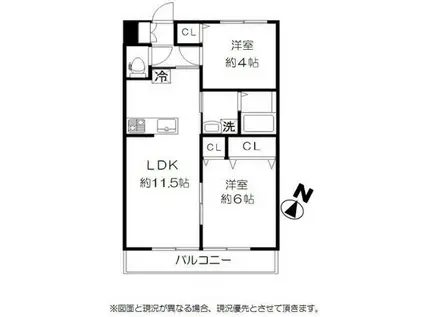 アコール5(2LDK/2階)の間取り写真