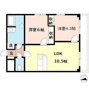 ボヌール(2LDK/3階)の間取り写真