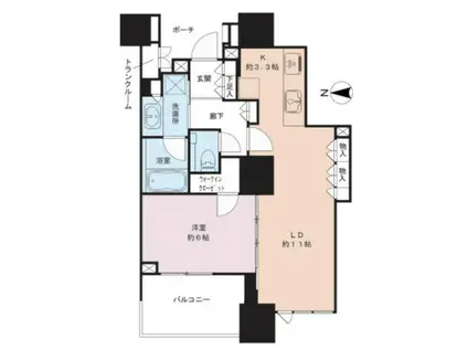 ドゥ・トゥール キャナル&スパ ウエスト(1LDK/42階)の間取り写真