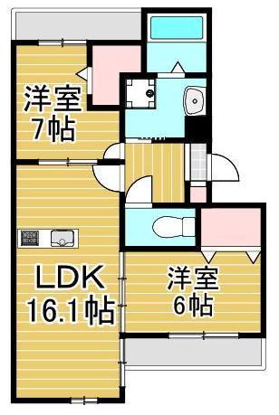 RIZIERE六町(2LDK/1階)の間取り写真