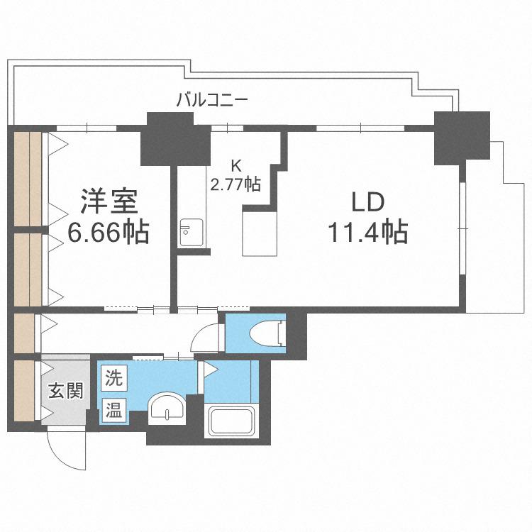 パシフィックタワー札幌(1LDK/2階)の間取り写真