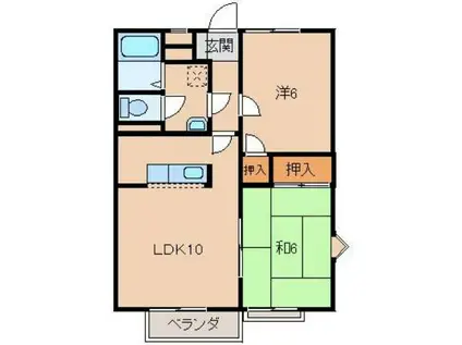ドミール岩出(2LDK/2階)の間取り写真
