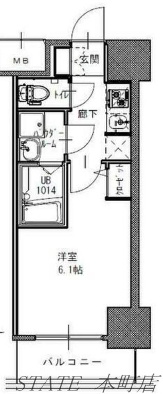 S-RESIDENCE南堀江(1K/13階)の間取り写真