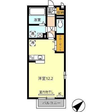 エーデルハイム浜乃木(ワンルーム/2階)の間取り写真