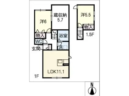カーサ桜台(2LDK/1階)の間取り写真