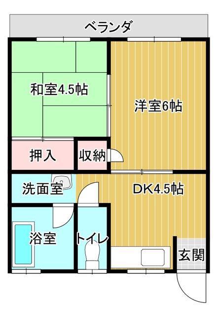 コーポミヤビ(2DK/2階)の間取り写真