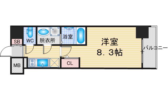 ディアレイシャス名古屋太閤通IV(1K/10階)の間取り写真
