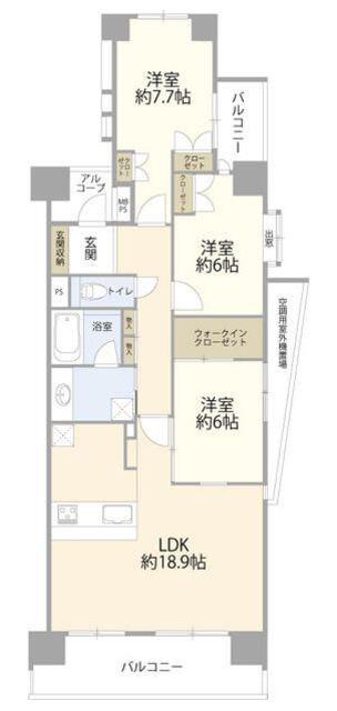 レクセルプラザ橋本(3LDK/12階)の間取り写真