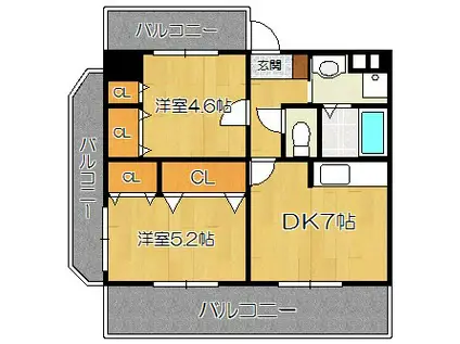 サムティ吉塚イースト(2DK/7階)の間取り写真