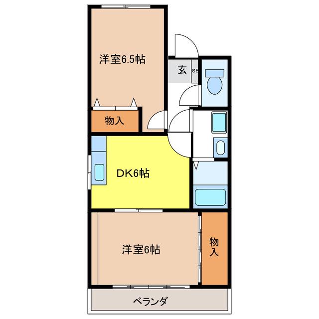 エステート棚瀬(2DK/4階)の間取り写真