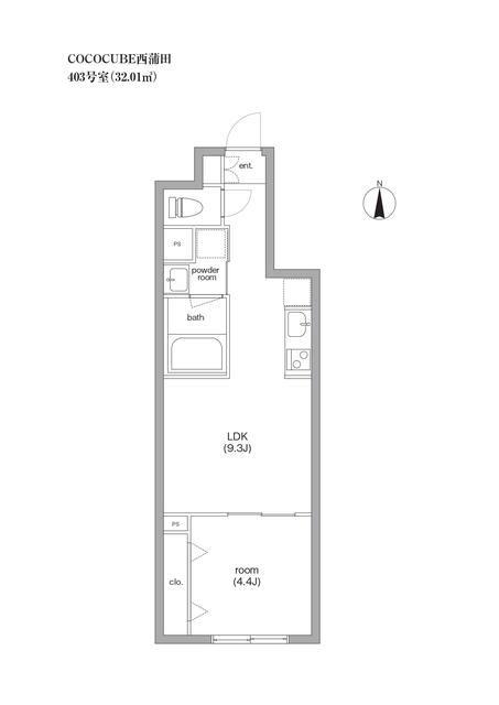 COCOCUBE西蒲田/駅6分安心設備セキュリティ完備高利便性立地(1LDK/4階)の間取り写真