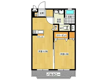 ヒルズ石塚(1LDK/3階)の間取り写真