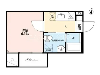 SMILE栄(1K/3階)の間取り写真