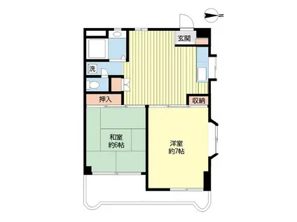 ドエルパープルシャトー(2DK/1階)の間取り写真