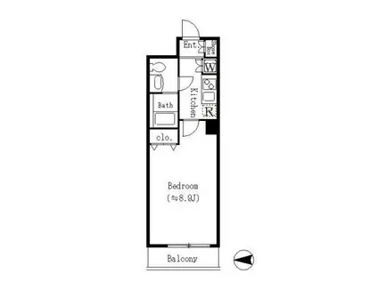 クロスレジデンス清澄白河(1K/2階)の間取り写真