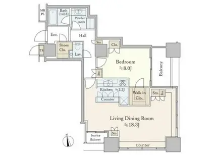 THECENTERTOKYO(1LDK/12階)の間取り写真