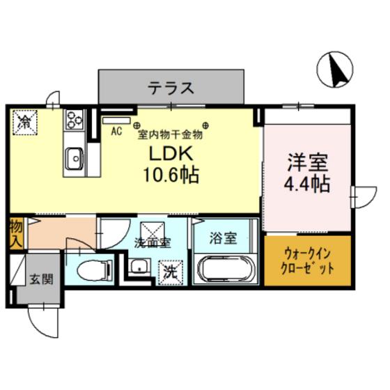 イルグラン フルール(1LDK/1階)の間取り写真