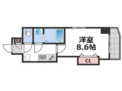 LUXE玉造III(1K/5階)の間取り写真