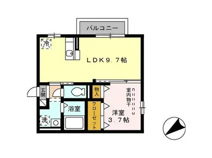 おおくぼの森B棟(1LDK/2階)の間取り写真