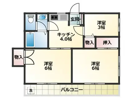 オバタマンション(3DK/1階)の間取り写真