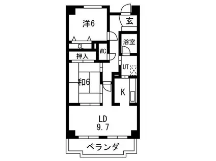 フレア稲垣(2LDK/1階)の間取り写真