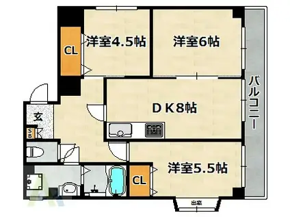 REGULUS水木通(3DK/3階)の間取り写真