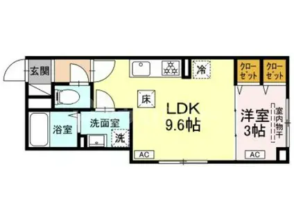 グラナーデ扇I(1LDK/1階)の間取り写真