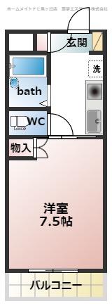 ハーベストグリーン(1K/2階)の間取り写真