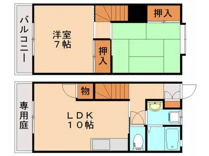 竹山ハイツ(2LDK/1階)の間取り写真