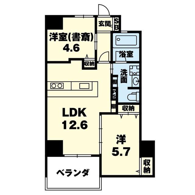 ドノーレ南熊本(2LDK/6階)の間取り写真
