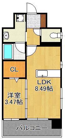 プレジデンスザ小倉(1LDK/11階)の間取り写真